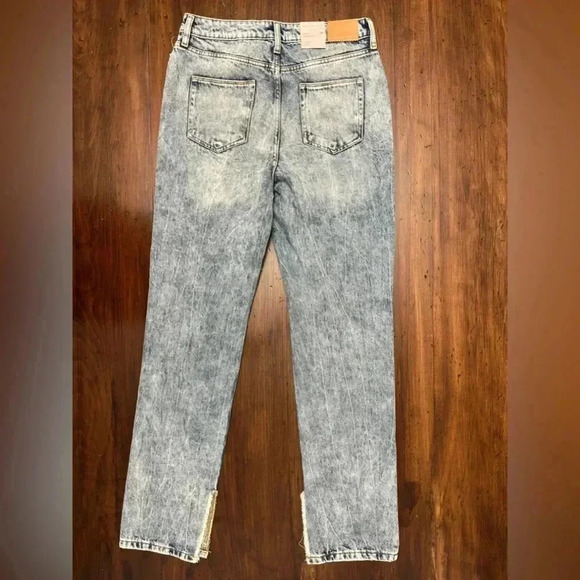 Avec Les Filles Cool Girl Distressed High Rise Straight Jeans 29 Workshop Blue - Picture 7 of 16